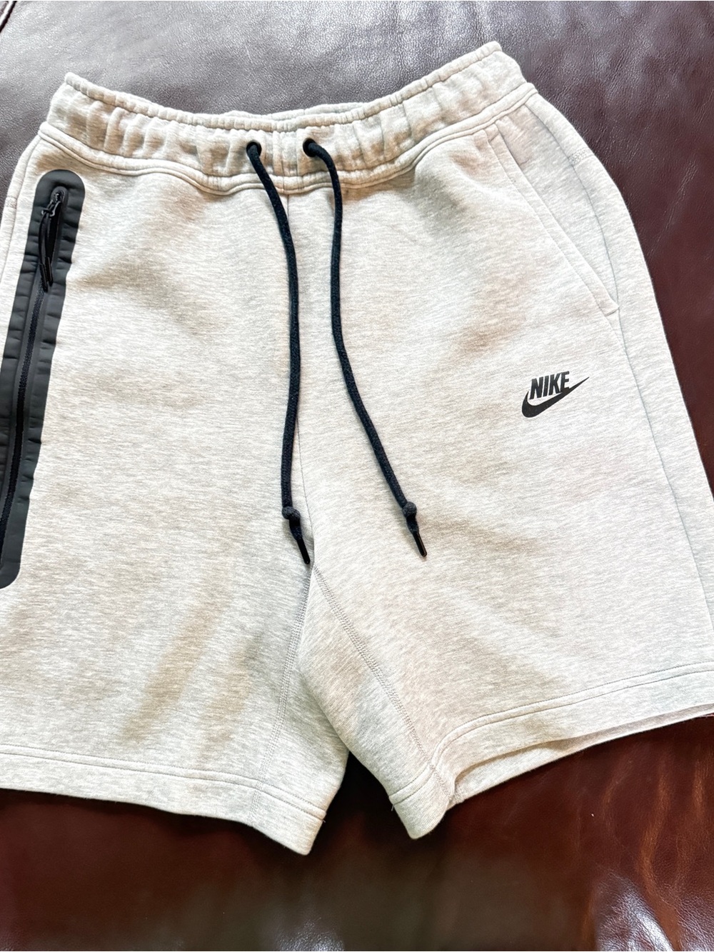 Nike Men’s Light Gray Athletic Fleece Shorts with Black Accents
